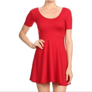 Like New - Cherry Red Skater Mini Dress